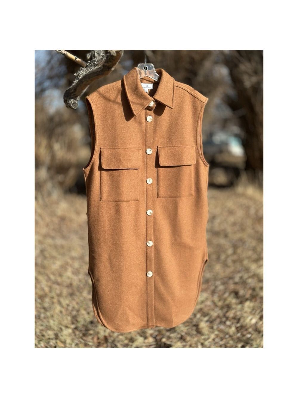 Urban Daizy Western Cowgirl Long Vest Womens Small Brown Sleeveless Cardigan NWT